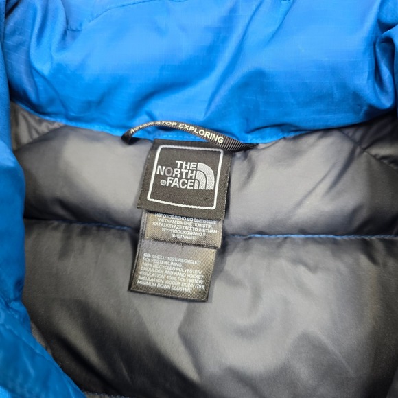 The North Face Goose Down Puffer Vest Mens Medium Blue Zip Nuptse 550 Fill - Picture 6 of 14